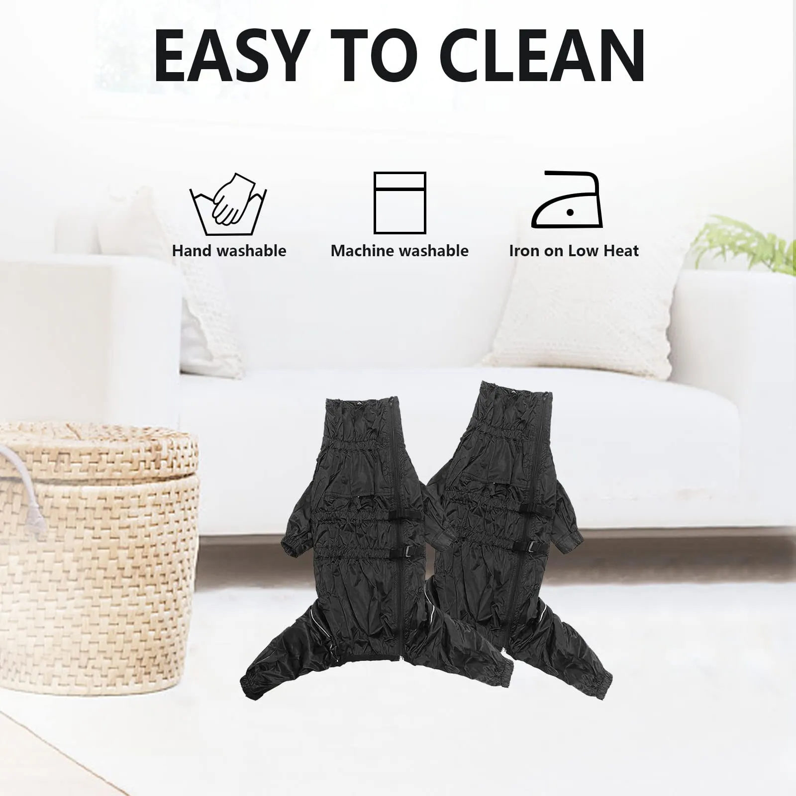 Geyecete - 1/2 zampe pantaloni tuta impermeabile per cani, 4 gambe riflettente pioggia impermeabile Gear per cani, Con cerniera e fibbia, per cuccioli piccolo e medio-Nero-XXL - immagine 5