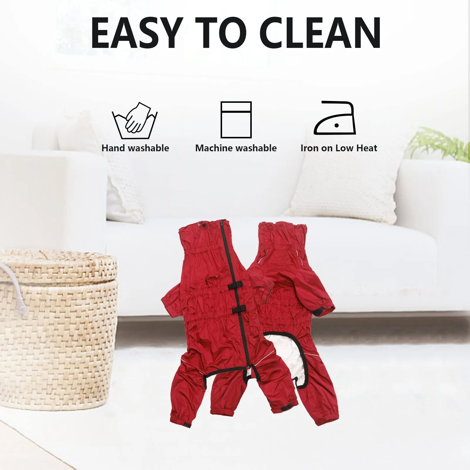 Geyecete - 1/2 zampe pantaloni tuta impermeabile per cani, 4 gambe riflettente pioggia impermeabile Gear per cani, Con cerniera e fibbia, per cuccioli piccolo e medio-Rosso-XL - immagine 5