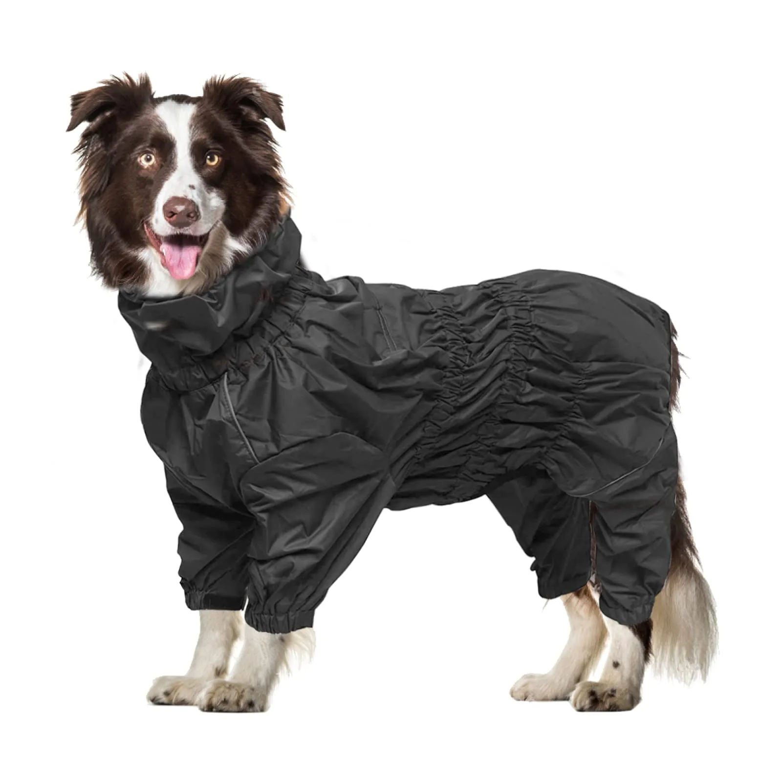 Geyecete - 1/2 zampe pantaloni tuta impermeabile per cani, 4 gambe riflettente pioggia impermeabile Gear per cani, Con cerniera e fibbia, per cuccioli piccolo e medio-Nero-XXXL - immagine 1