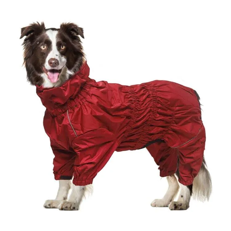 Geyecete - 1/2 zampe pantaloni tuta impermeabile per cani, 4 gambe riflettente pioggia impermeabile Gear per cani, Con cerniera e fibbia, per cuccioli piccolo e medio-Rosso-XXL - immagine 1