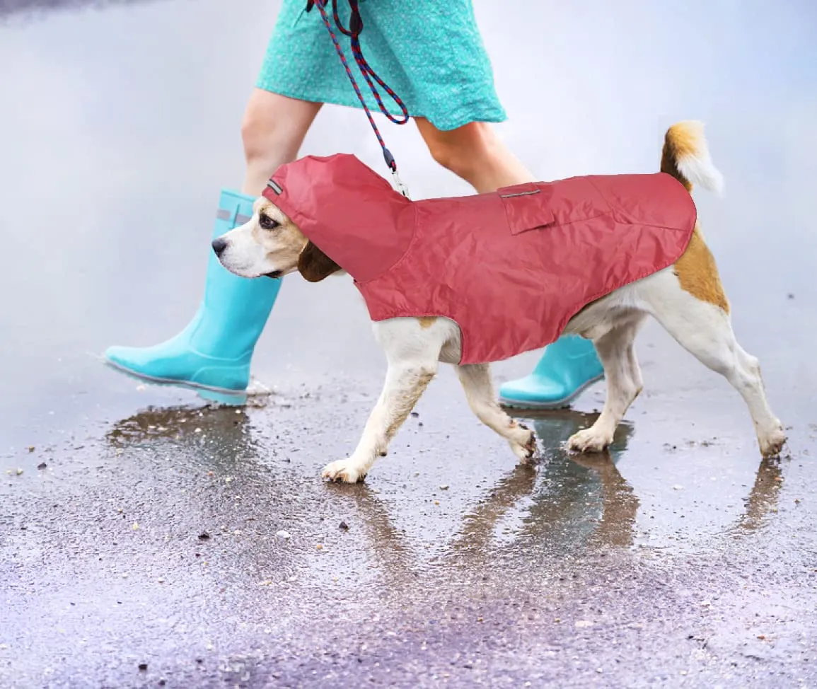 Idepet - Mantella per cani con cappuccio e foro per il collare, impermeabile e riflettente, per cani di piccola, media e grande taglia Rosso - immagine 7