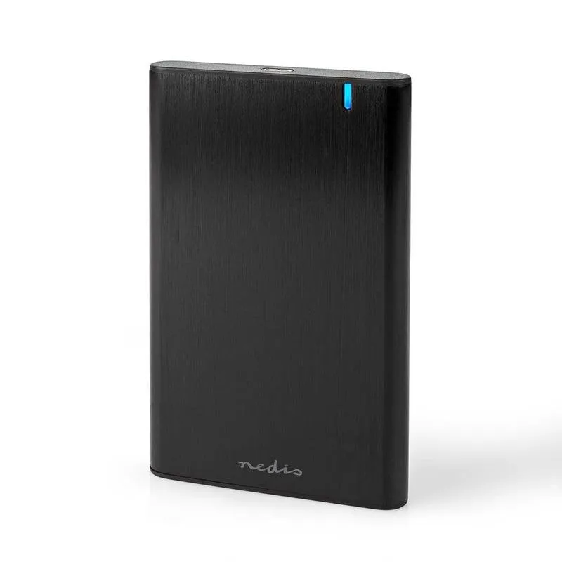 Box HDD NEDIS HDDE25410BK 2.5" Alluminio Nero USB-C e USB-A - immagine 1