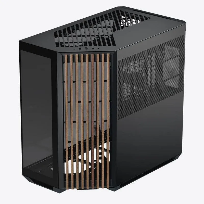 Case APNX V1-W-BK-v1 ATX Micro ATX Mini-ITX Finestra Laterale RGB Nero Legno - immagine 1
