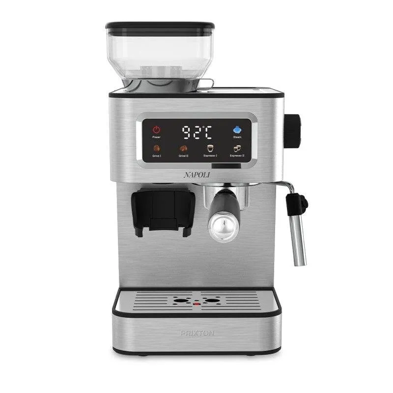 Caffettiera Espresso Prixton Napoli 1350 W 20 bar con macinacaffè e vaporizzatore - immagine 1