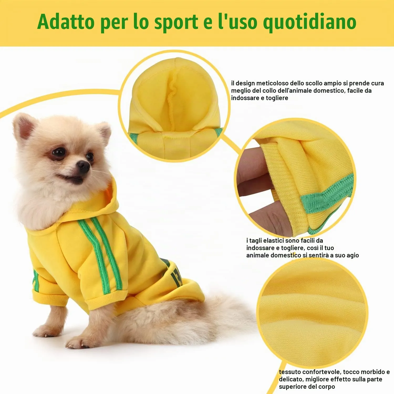 QiCheng&LYS Felpa Cani Piccola Taglia, Cappottini Chihuahua, Maglioncino per Cani, Cappotto Caldo Dell'animale Domestico (Giallo, L) - immagine 5