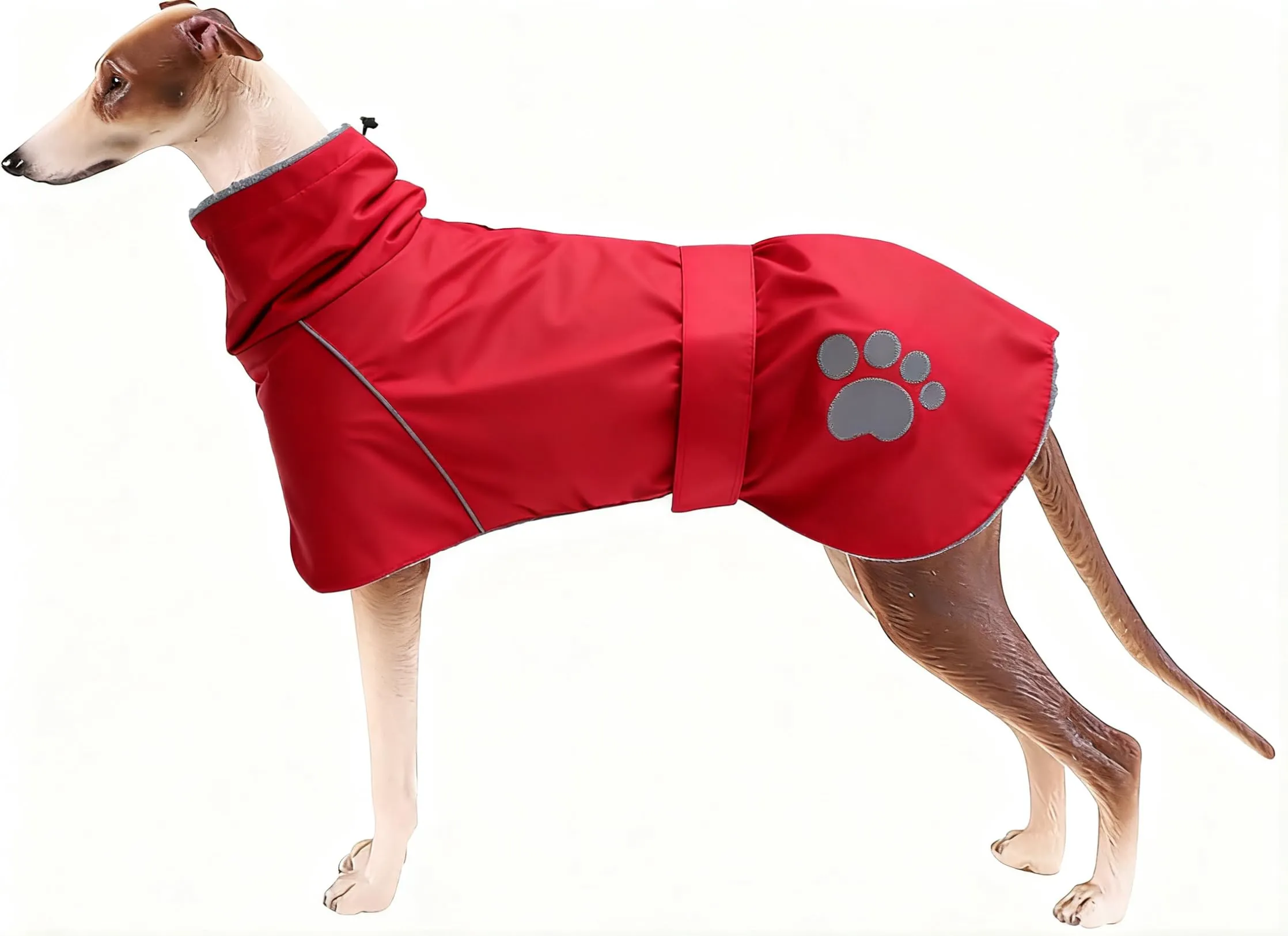 Geyecete Invernale Cappotto levriero,Impermeabile Cane Taglia Grande,Cappotto cane con fodera in pile caldo,Pullover Cane con Collo alto antivento,Giacca per cani media e grande-Rosso-XL - immagine 1