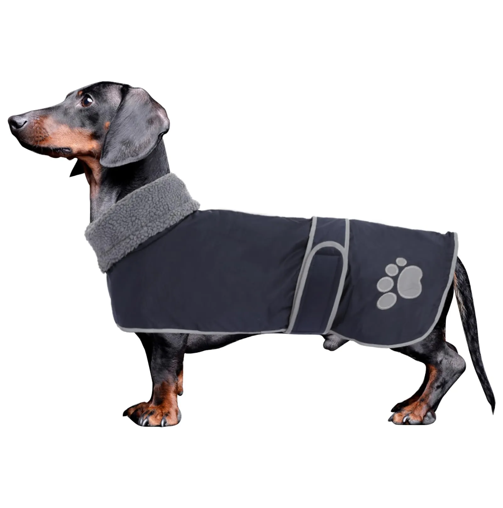 Geyecete -Invernale Cappotto per cane bassotti, con fodera in pile polare,impermeabile abbigliamento da esterni con Foro per Imbracatura,Giacca per cani piccola y media-Blu Navy-M - immagine 1