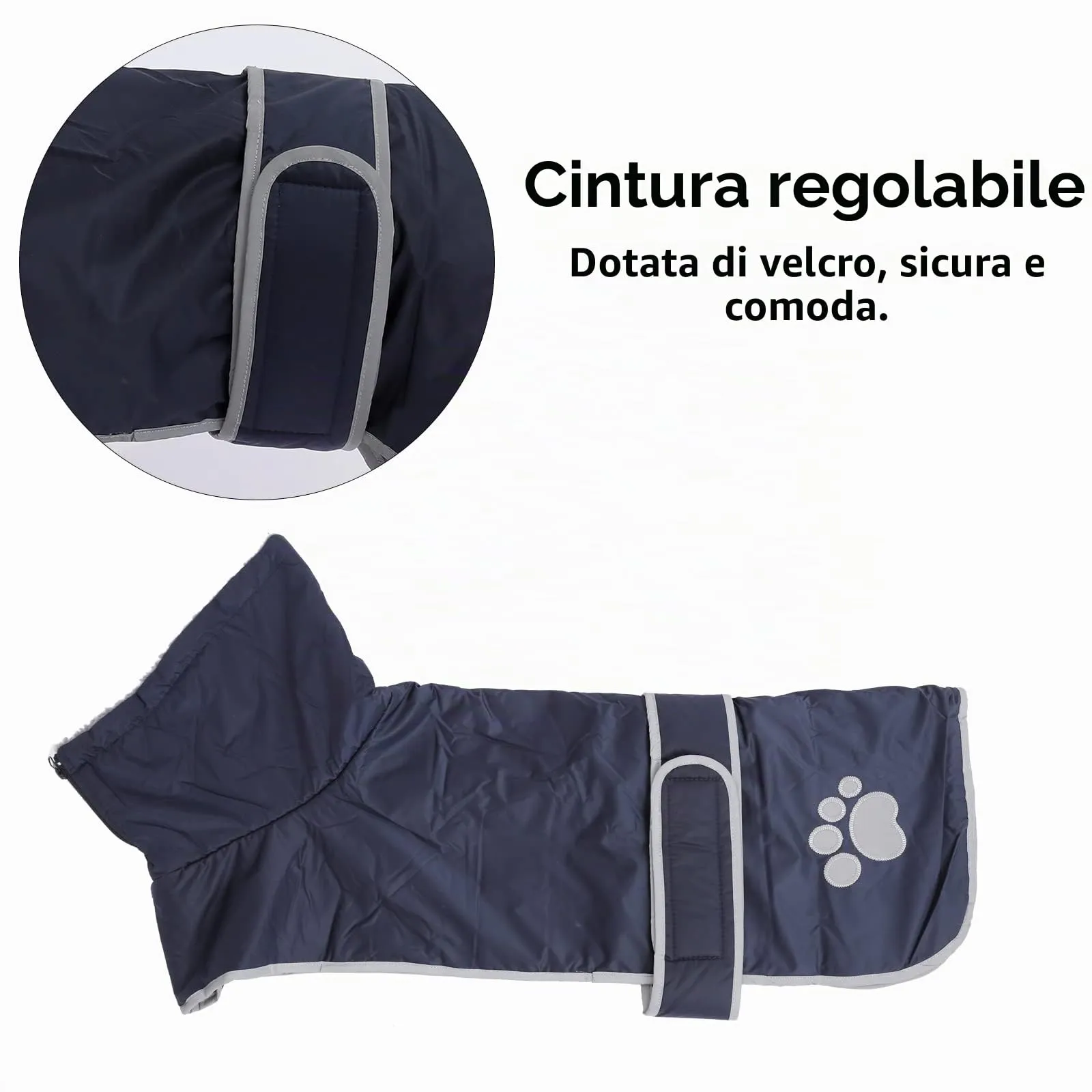 Geyecete -Invernale Cappotto per cane bassotti, con fodera in pile polare,impermeabile abbigliamento da esterni con Foro per Imbracatura,Giacca per cani piccola y media-Blu Navy-M - immagine 3