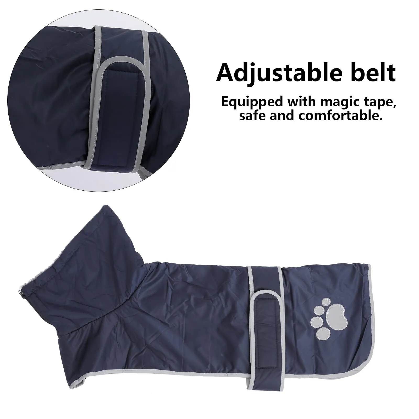 Geyecete -Invernale Cappotto per cane bassotti, con fodera in pile polare,impermeabile abbigliamento da esterni con Foro per Imbracatura,Giacca per cani piccola y media-Blu Navy-S - immagine 3