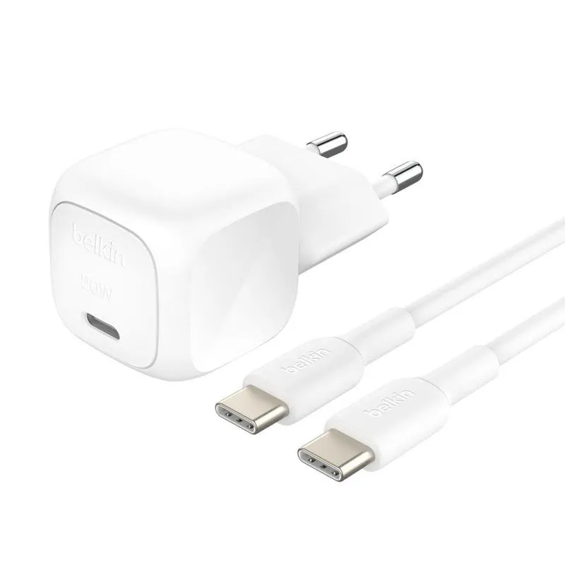 Caricatore Belkin WCA009KQ1MWH-B6 USB-C 20W Power Delivery 3.1, cavo 1m, bianco - immagine 1