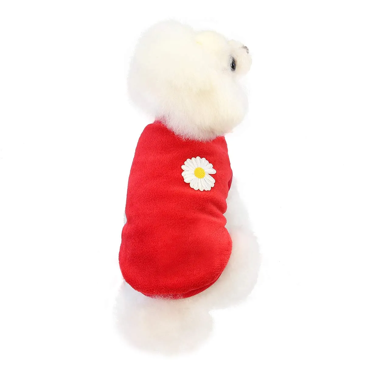 Maglione Cane in Pile - Vestiti Invernali Caldi per Cani e Gatti - Camicia Sudore con Fiore - Pigiama in Lana per Piccoli Animali - immagine 3