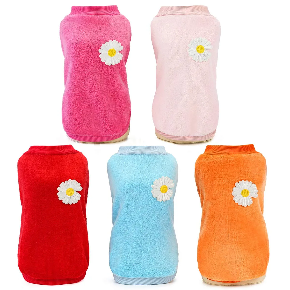 Maglione Cane in Pile - Vestiti Invernali Caldi per Cani e Gatti - Camicia Sudore con Fiore - Pigiama in Lana per Piccoli Animali - immagine 5