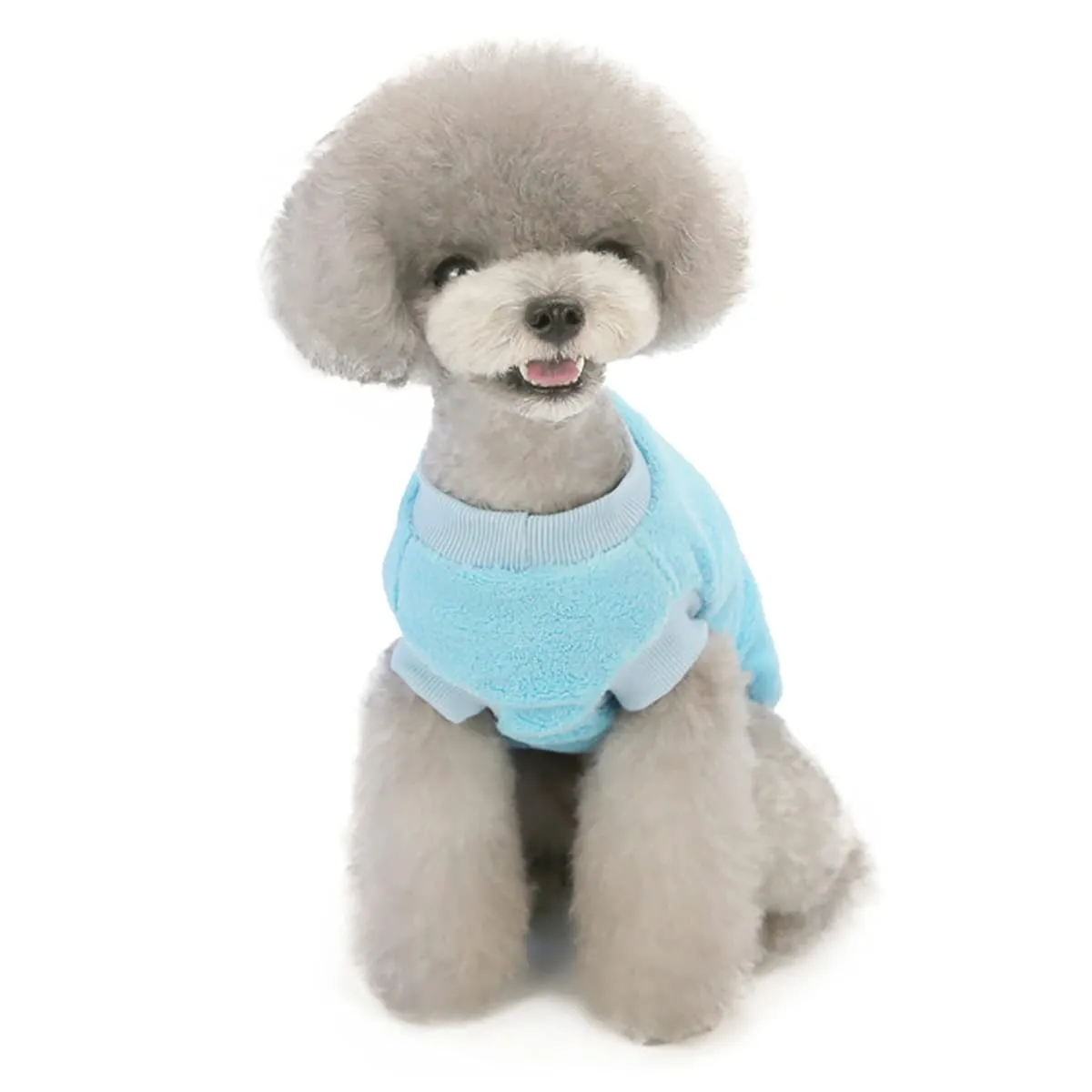 Maglione per cani Maglioni di lana in pile maglione invernale caldo felpa con fiori pigiama maglione in pile per cani di piccola taglia M gatto azzurro M - immagine 3