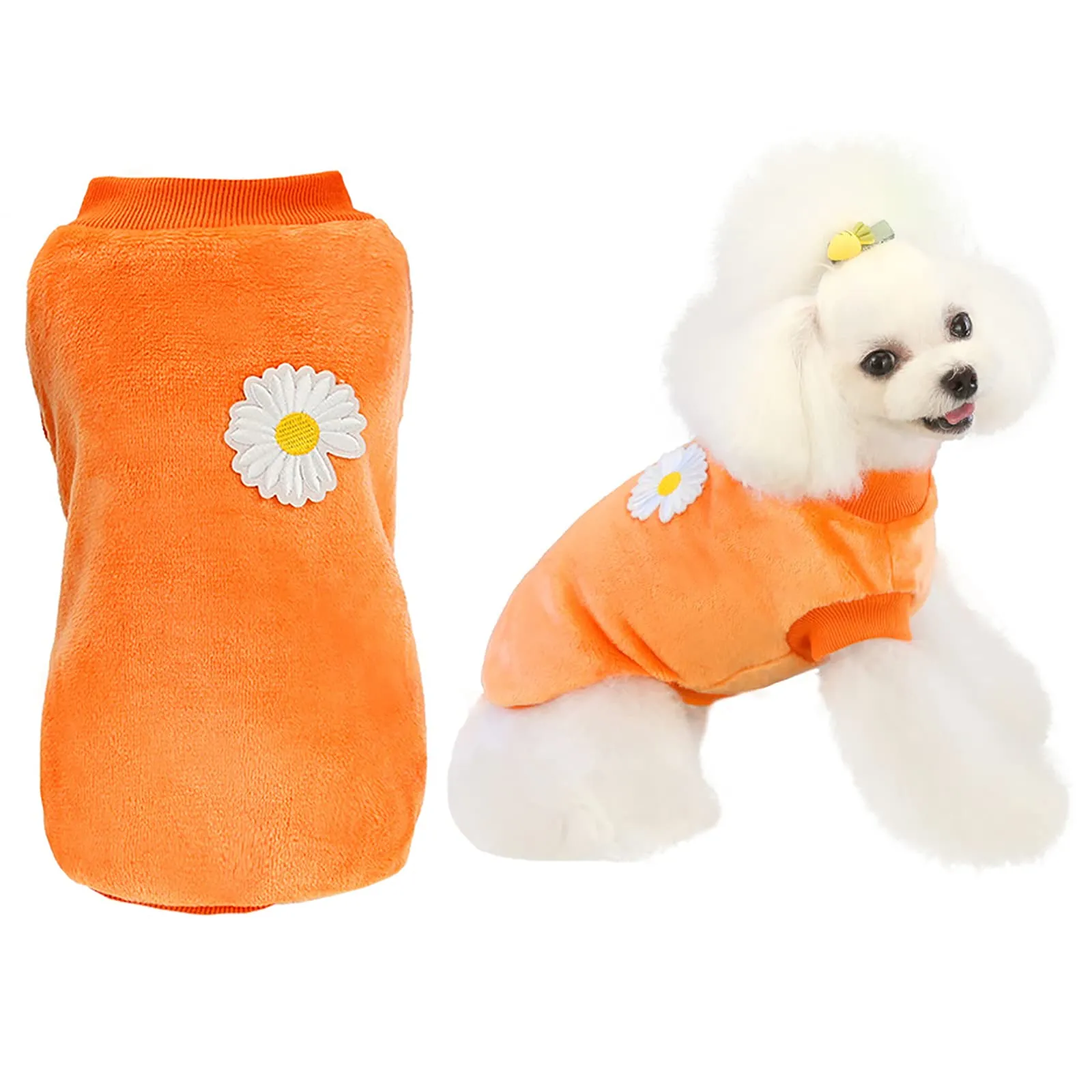 Cane Maglione Cane Vestiti in Pile Cane Maglione di Lana Inverno Caldo Sudore Camicia Fiore Pigiama Maglione in Pile per Piccolo Cane Gatto - immagine 1