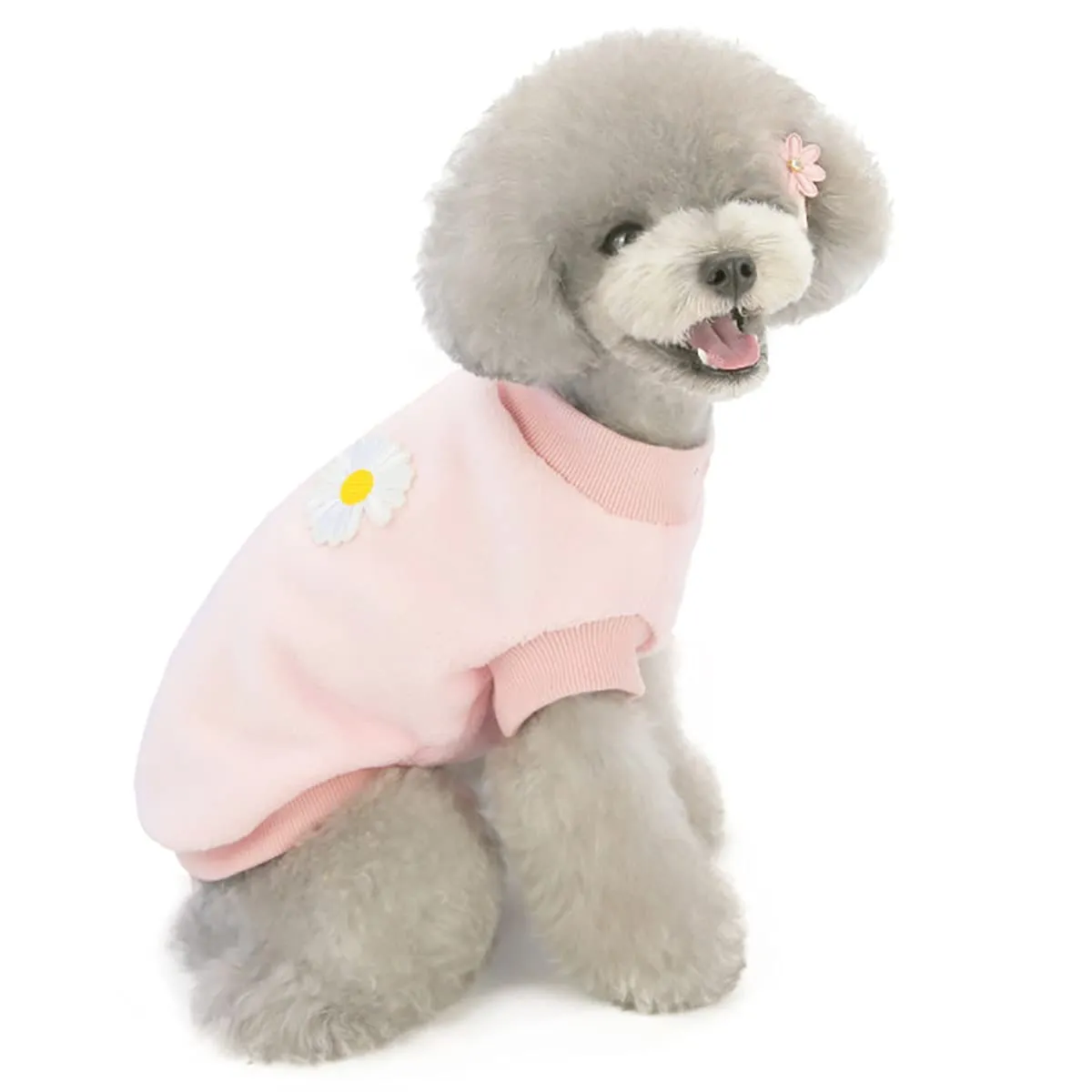 Cane Maglione Cane Vestiti in Pile Cane Maglione di Lana Inverno Caldo Sudore Camicia Fiore Pigiama Maglione in Pile per Piccolo Cane Gatto - immagine 5