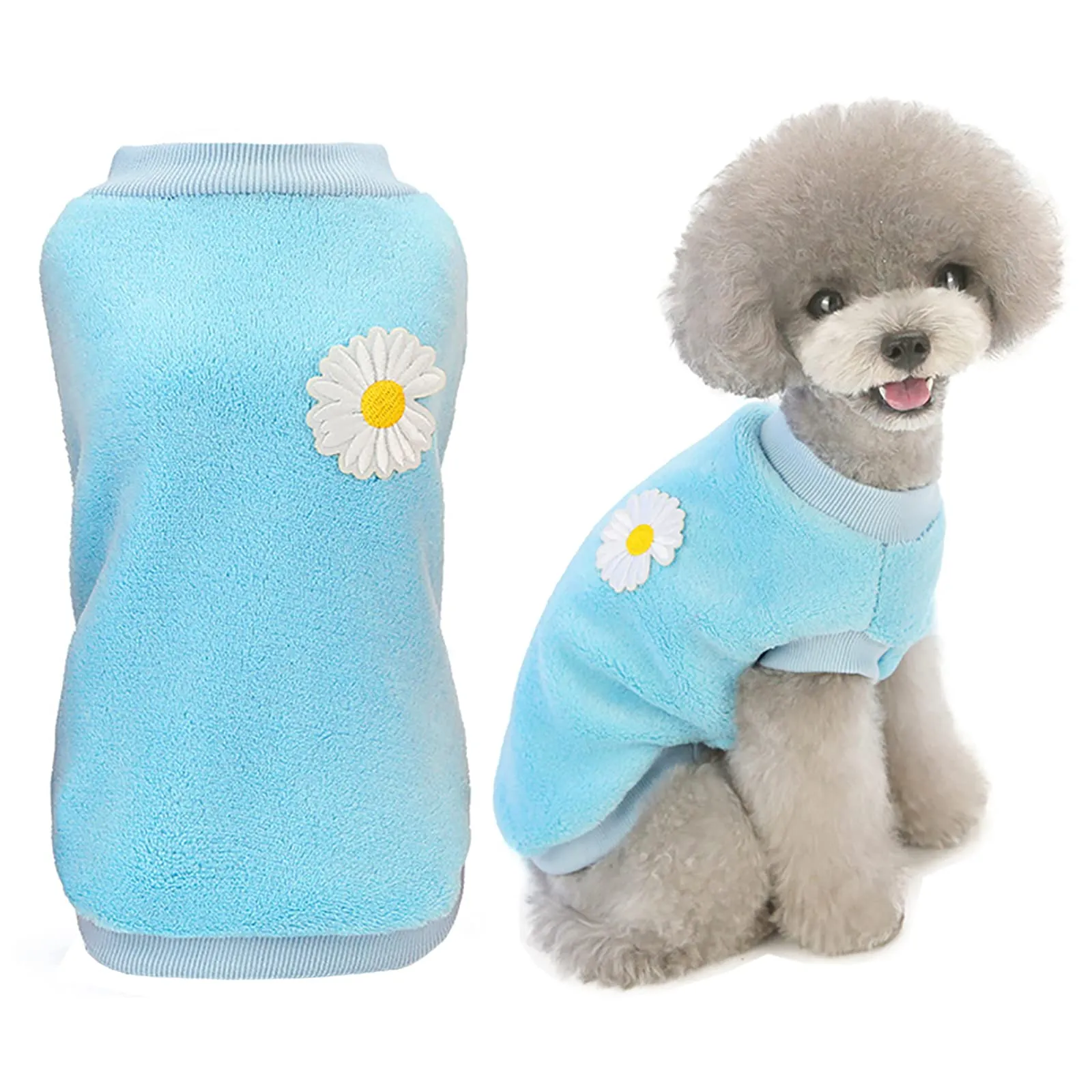 Cane Maglione Cane Vestiti in Pile Cane Maglione di Lana Inverno Caldo Sudore Camicia Fiore Pigiama Maglione in Pile per Piccolo Cane Gatto - immagine 1