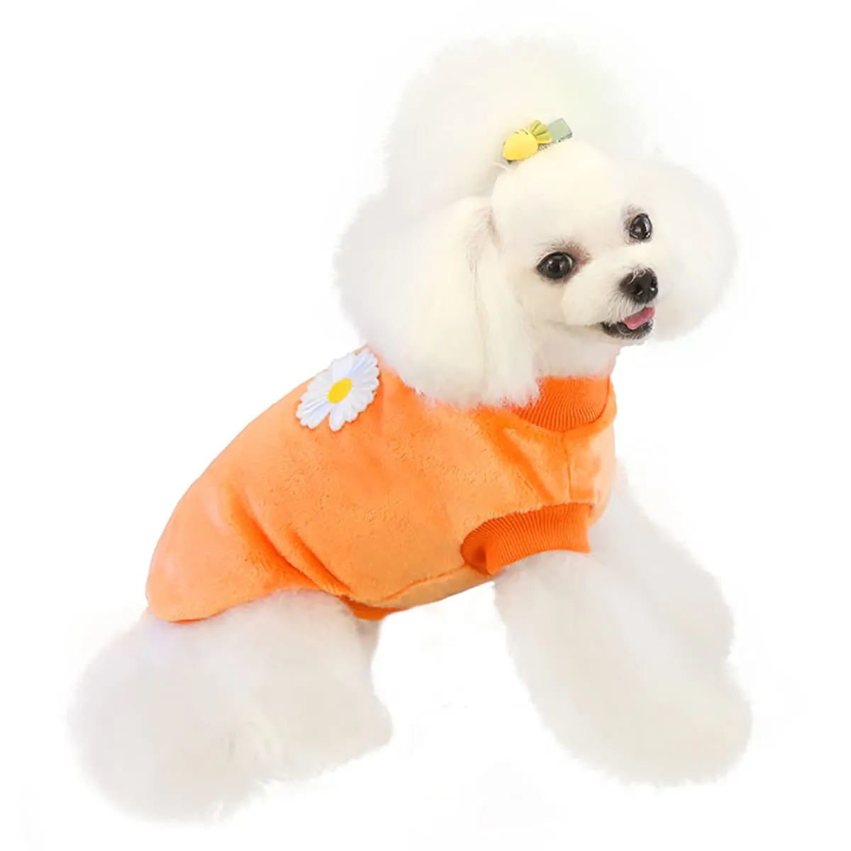 Maglione Cane in Pile - Vestiti Invernali Caldi per Cani e Gatti - Camicia Sudore con Fiore - Pigiama in Lana per Piccoli Animali - immagine 5