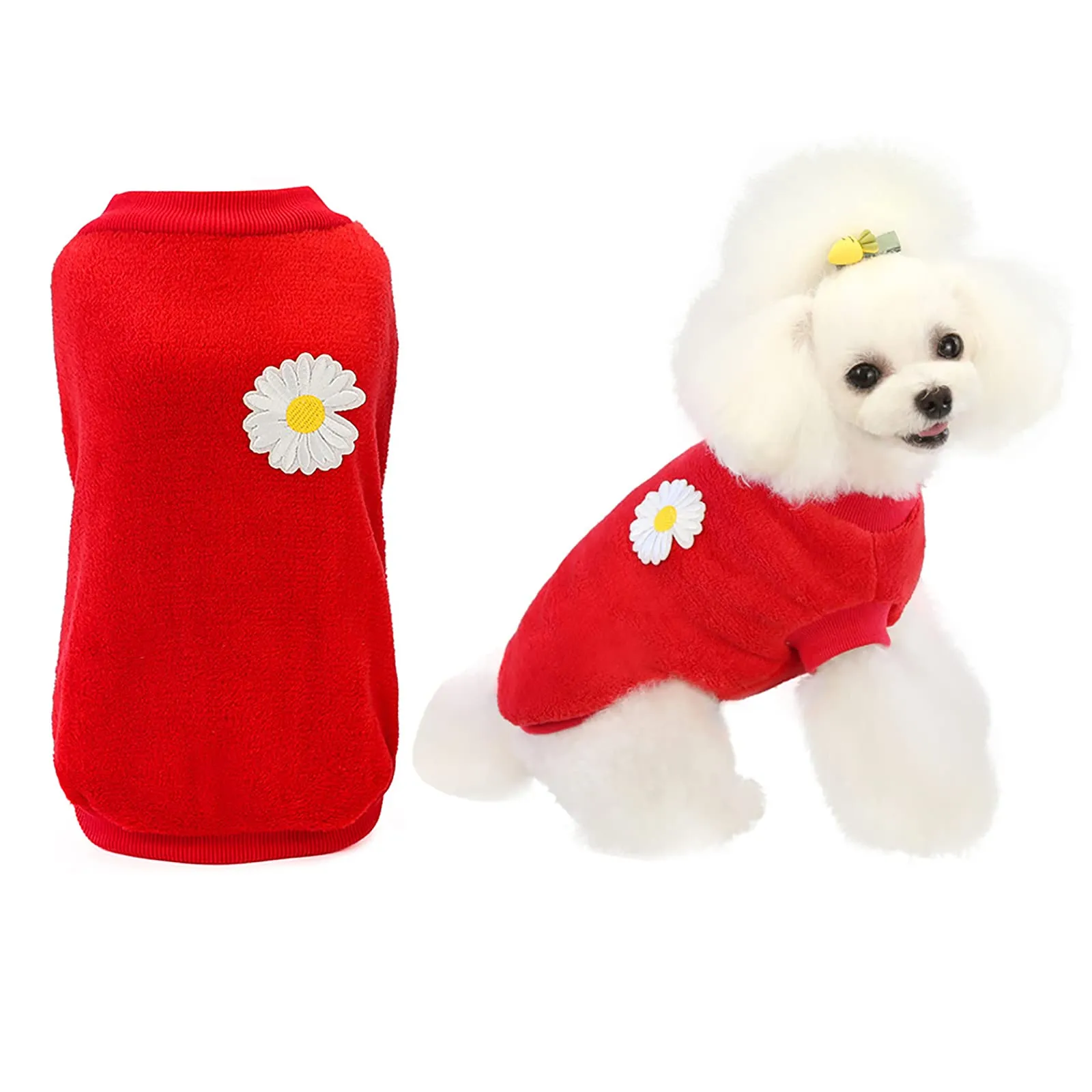 Cane Maglione Cane Vestiti in Pile Cane Maglione di Lana Inverno Caldo Sudore Camicia Fiore Pigiama Maglione in Pile per Piccolo Cane Gatto - immagine 1