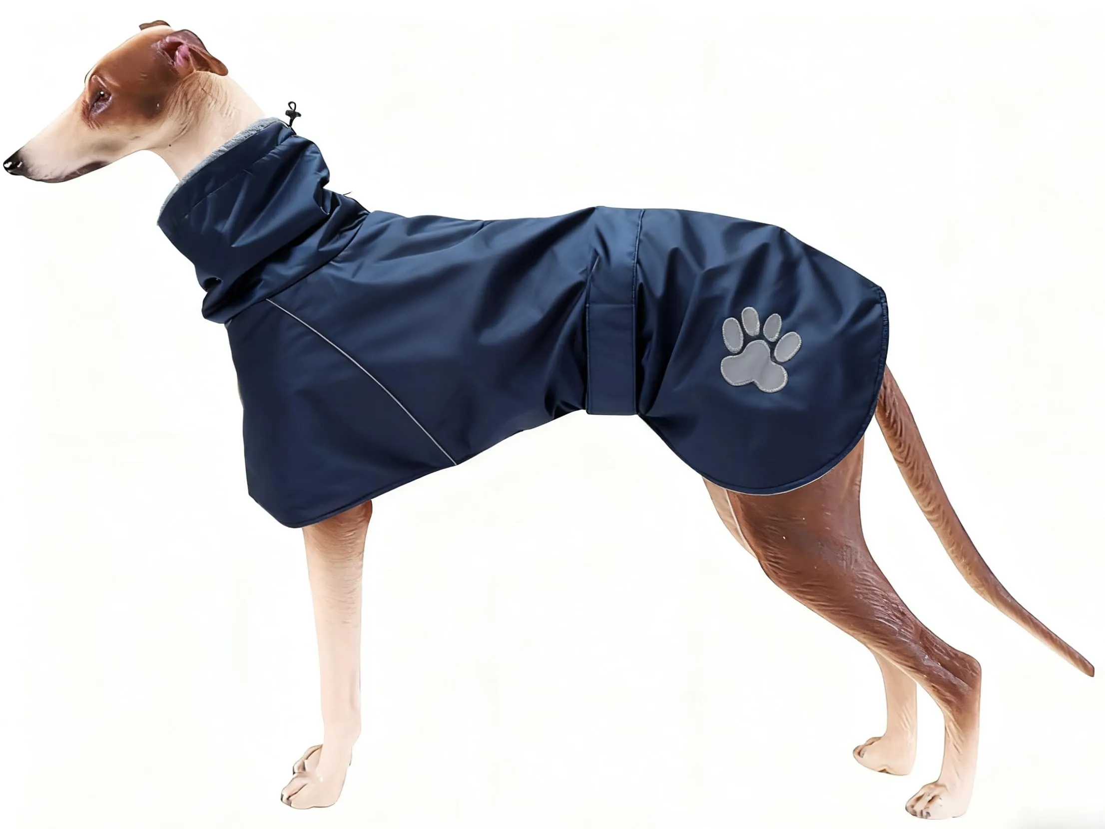 Geyecete Invernale Cappotto levriero,Impermeabile Cane Taglia Grande,Cappotto cane con fodera in pile caldo,Pullover Cane con Collo alto antivento,Giacca per cani media e grande-Blu-XXXL - immagine 1