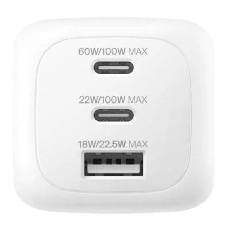 Caricatore Belkin WCH016hqWH 100 W 2x USB-C 1x USB-A GaN bianco - immagine 1