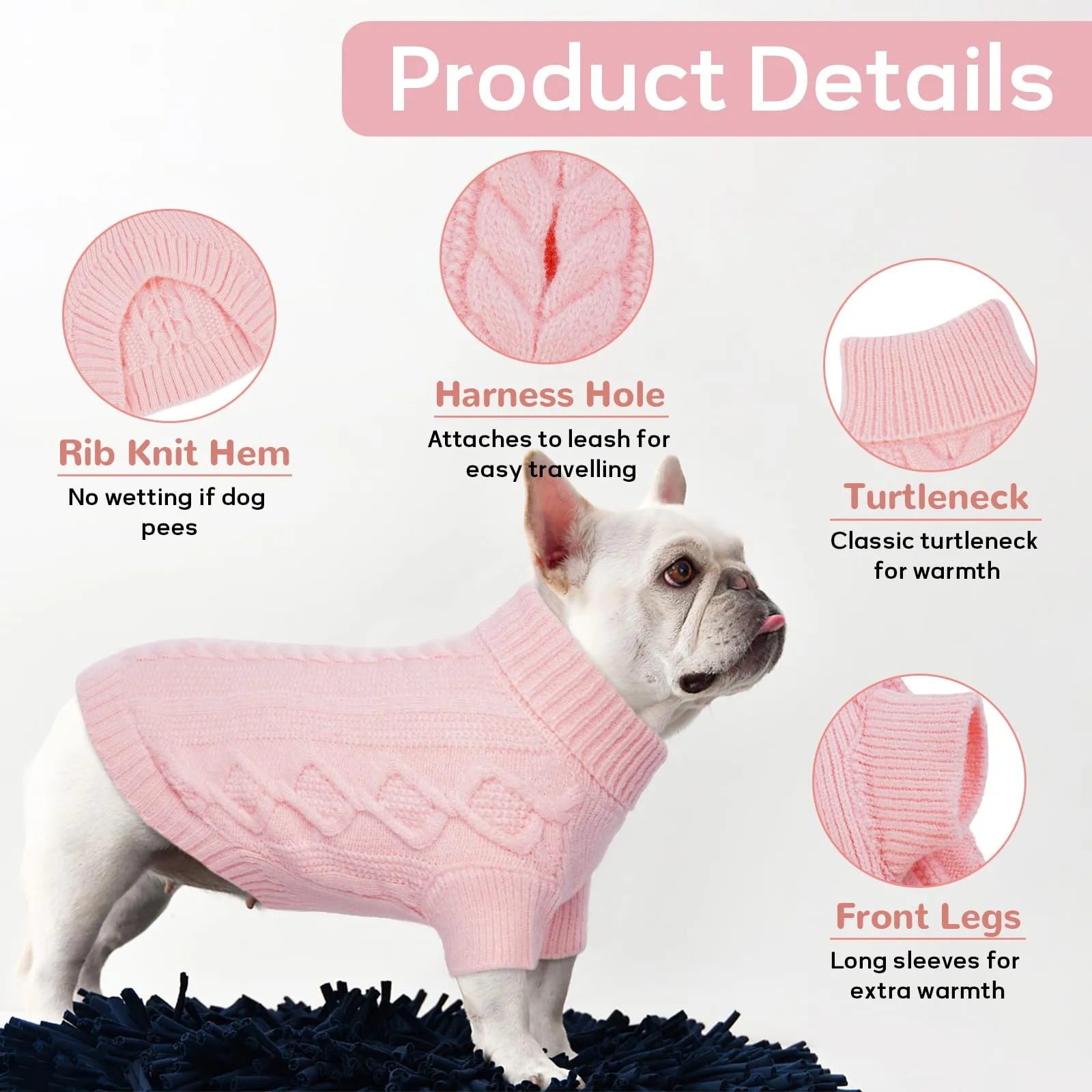 Hjumarayan Maglioncino per Gatto - Maglia Termica con Foro per Guinzaglio, Adatto anche per Cane Taglia Piccola (Rosa S) - immagine 3