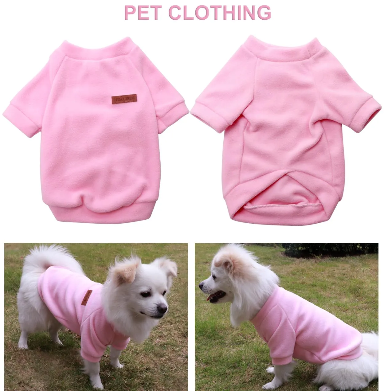 HuaLiSiJi Felpa Cane Pile Felpa per Cani Maglioncino Cane Maglione Chihuahua,Con Una Texture Morbida, Elastico Facile da Indossare e Colori Vivaci (XS,Grigio+Rosa) - immagine 3