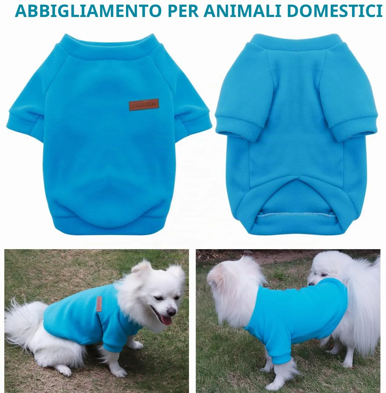 HuaLiSiJi Felpa Cane Pile Felpa per Cani Maglioncino Cane Maglione Chihuahua,Con Una Texture Morbida, Elastico Facile da Indossare e Colori Vivaci (S,Blu+Grigio) - immagine 3