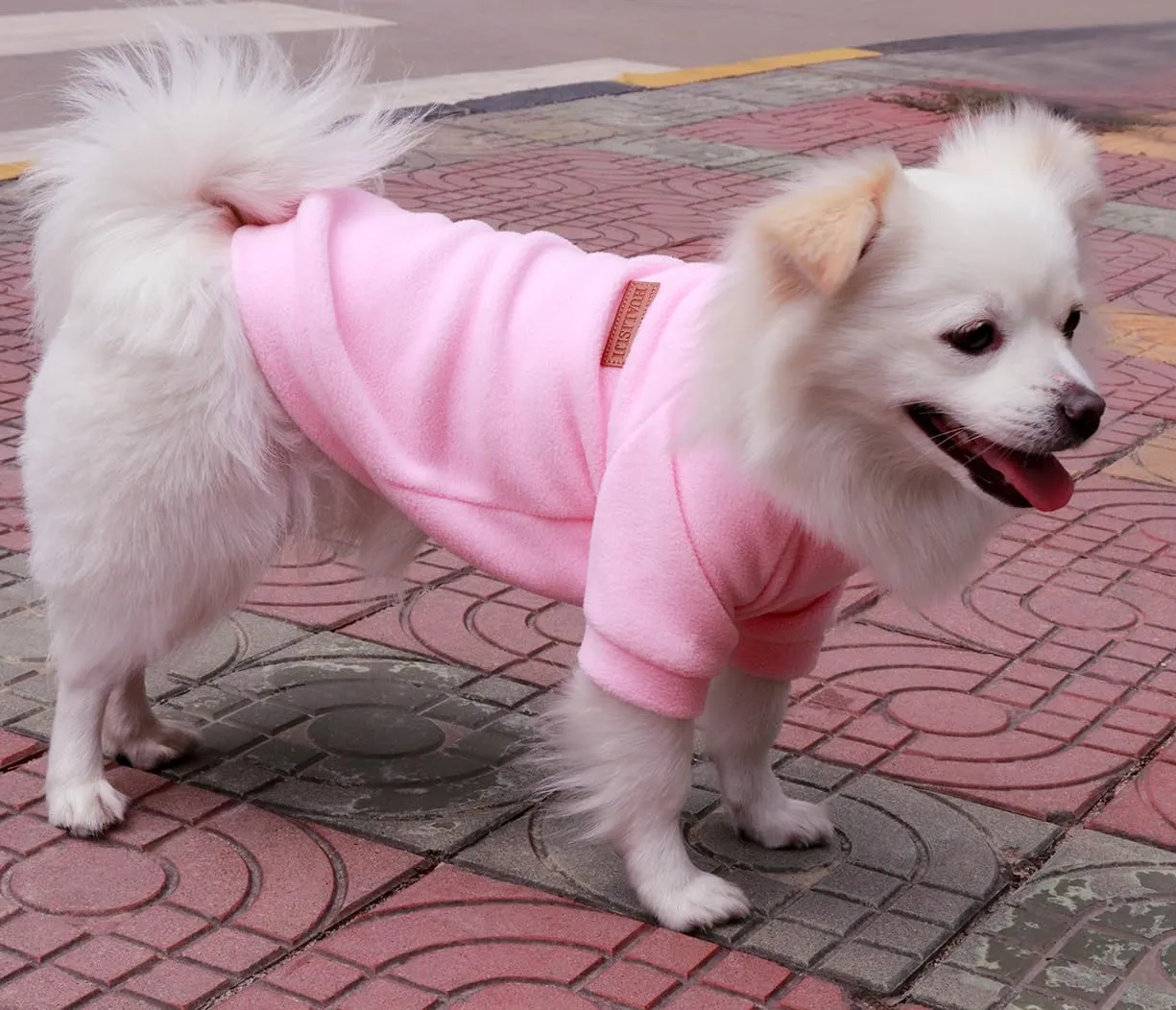 HuaLiSiJi Felpa Cane Pile Felpa per Cani Maglioncino Cane Maglione Chihuahua,Con Una Texture Morbida, Elastico Facile da Indossare e Colori Vivaci (S,Grigio+Rosa) - immagine 4