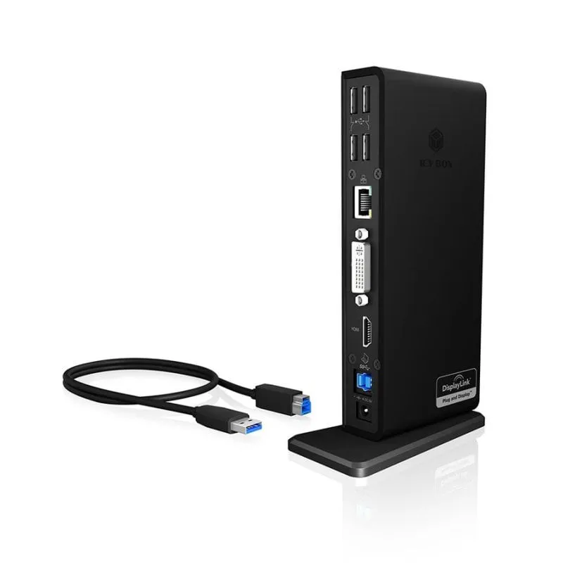 Docking Station ICY BOX IB-DK2241AC USB 3.2 HDMI DVI Ethernet 2K Nero - immagine 1