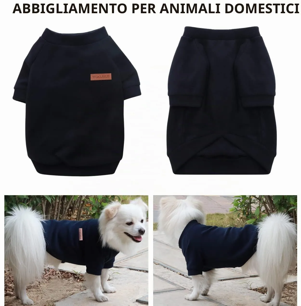 HuaLiSiJi Felpa Cane Pile Felpa per Cani Maglioncino Cane Maglione Chihuahua,Con Una Texture Morbida, Elastico Facile da Indossare e Colori Vivaci (S, Nero) - immagine 3