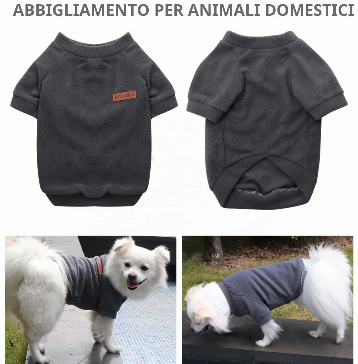 HuaLiSiJi Felpa Cane Pile Felpa per Cani Maglioncino Cane Maglione Chihuahua,Con Una Texture Morbida, Elastico Facile da Indossare e Colori Vivaci (S, Grigio) - immagine 3