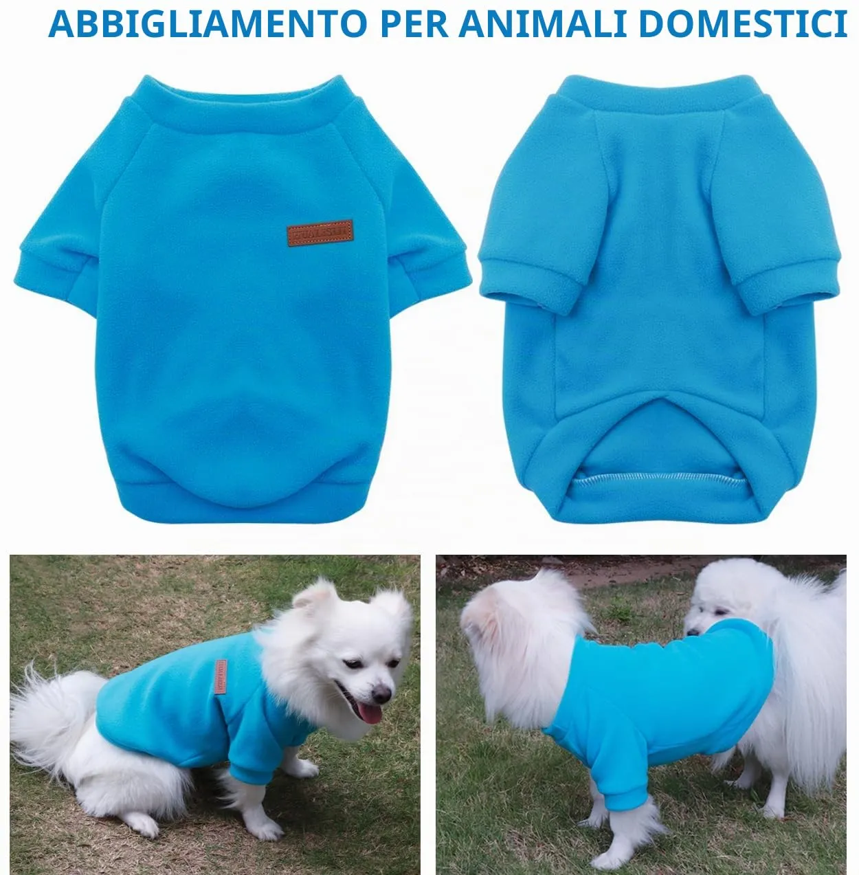 HuaLiSiJi Felpa Cane Pile Felpa per Cani Maglioncino Cane Maglione Chihuahua,Con Una Texture Morbida, Elastico Facile da Indossare e Colori Vivaci (XS, Blu) - immagine 3