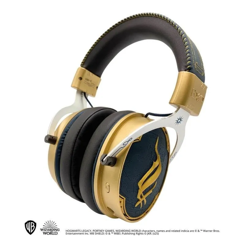 Auricolari Lexip Hogwarts Legacy Ancient Magic Wireless e con cavo Bluetooth Gaming con microfono rimovibile e retroilluminazione blu oro - immagine 1