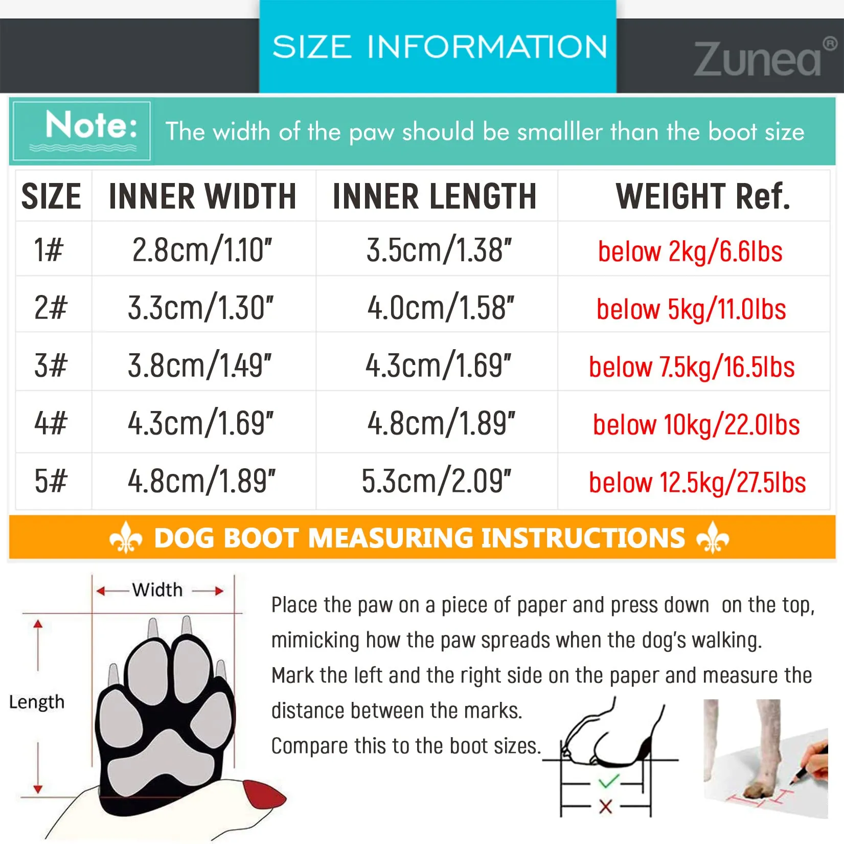 Zunea Stivali per Cani di Piccola Taglia Impermeabili Protezione per Zampe Scarpe Antiscivolo Cuccioli Regolabili Riflettenti Stivali Morbidi Animali Domestici Cani Chihuahua Stivali Arancione 2# - immagine 3