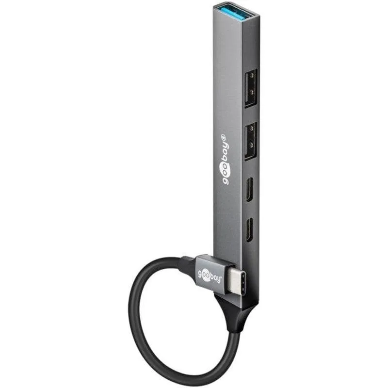 Hub Goobay 5 porte USB 5000 Mbit/s modello 74460 alluminio compatto - immagine 1