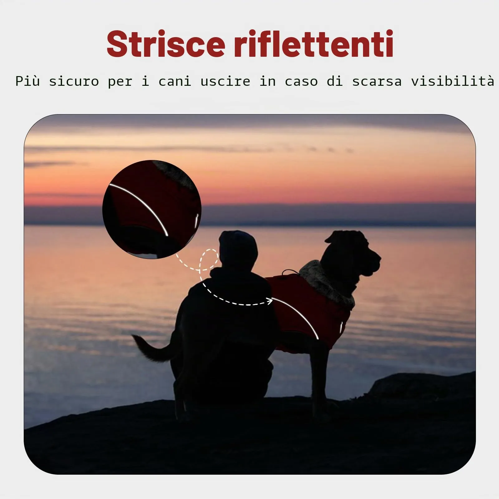 Cappotto per Cani Taglia Media, Cappottino Impermeabile per Cani Regolabile Piumino Cani Antivento Riflettente Cappotto Fleece Invernale per Cani(Rosso, M) - immagine 5
