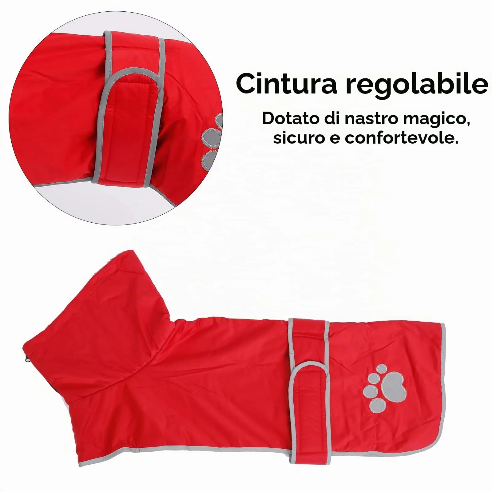 Geyecete -Invernale Cappotto per cane bassotti, con fodera in pile polare,impermeabile abbigliamento da esterni con Foro per Imbracatura,Giacca per cani piccola y media-Rosso-XS - immagine 3