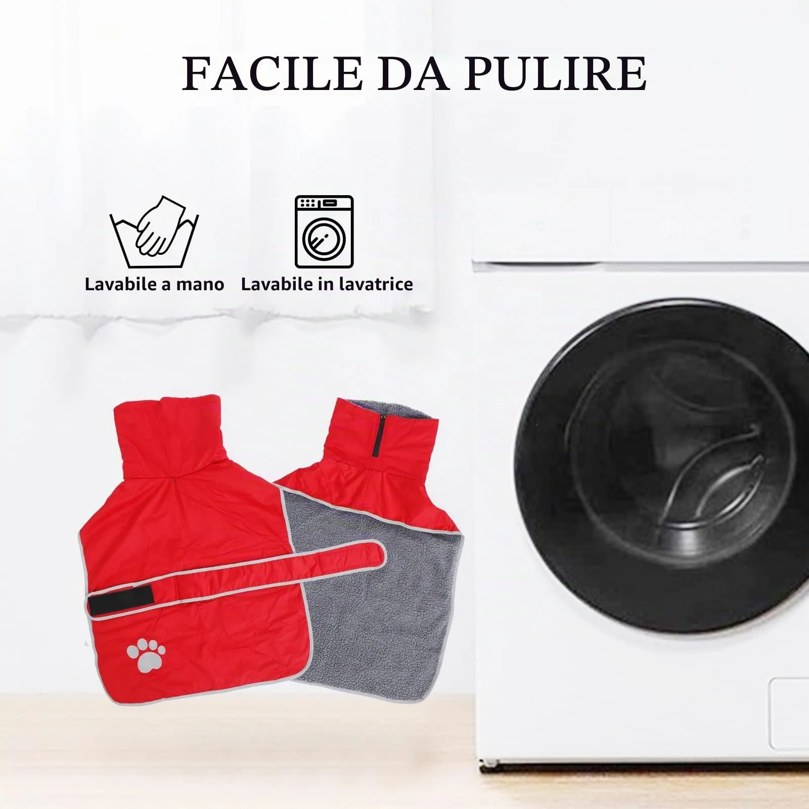 Geyecete -Invernale Cappotto per cane bassotti, con fodera in pile polare,impermeabile abbigliamento da esterni con Foro per Imbracatura,Giacca per cani piccola y media-Rosso-XS - immagine 5