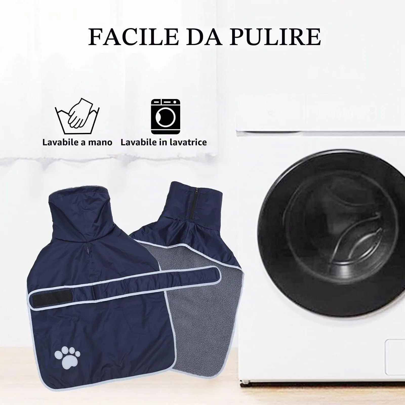 Geyecete -Invernale Cappotto per cane bassotti, con fodera in pile polare,impermeabile abbigliamento da esterni con Foro per Imbracatura,Giacca per cani piccola y media-Blu Navy-XS - immagine 5