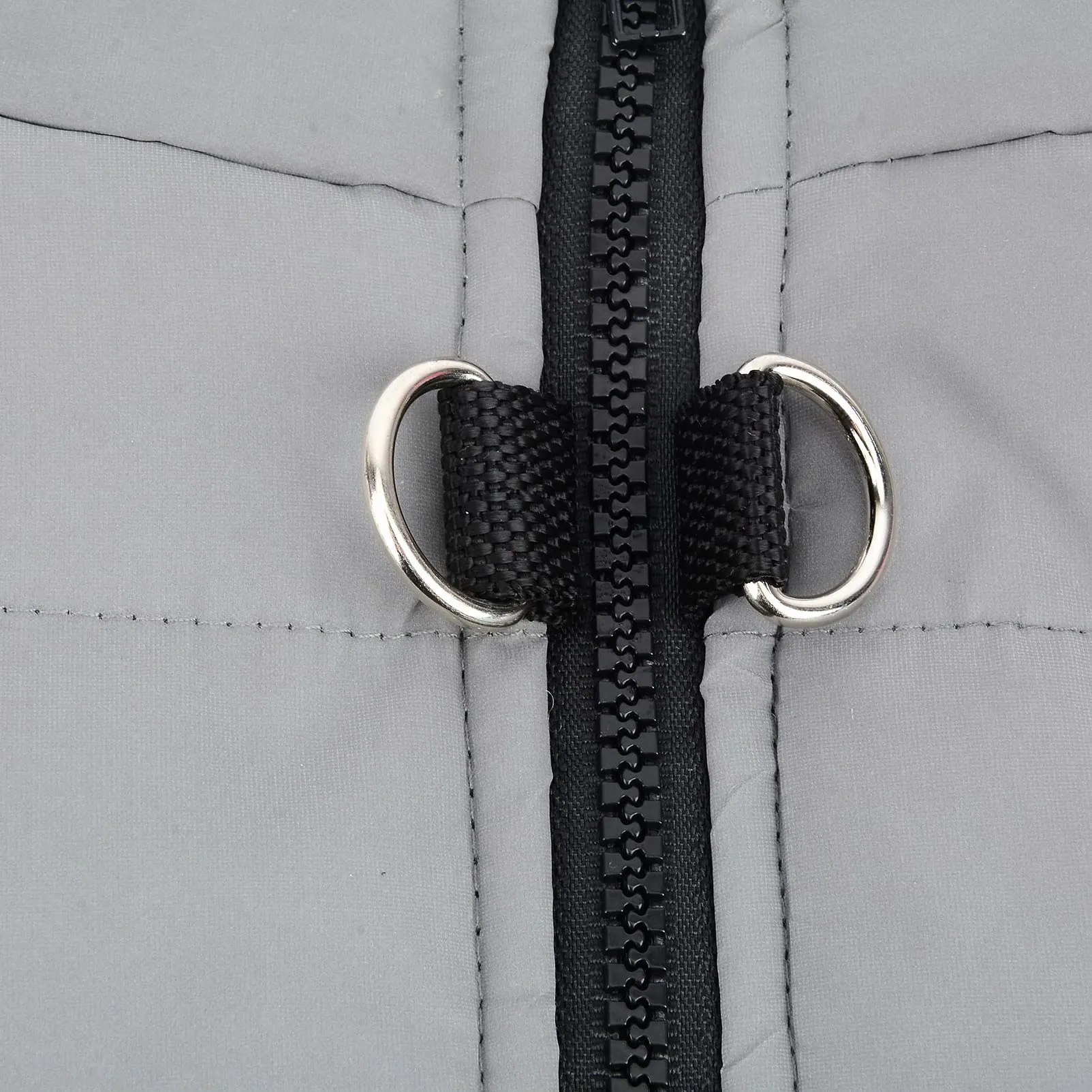 SMALLLEE_LUCKY_STORE Giacca invernale impermeabile per animali domestici con anello a D per cani di piccola taglia e gatti,cerniera cuccioli di chihuahua Yorkie gattino vestiti caldi, grigio, M - immagine 7