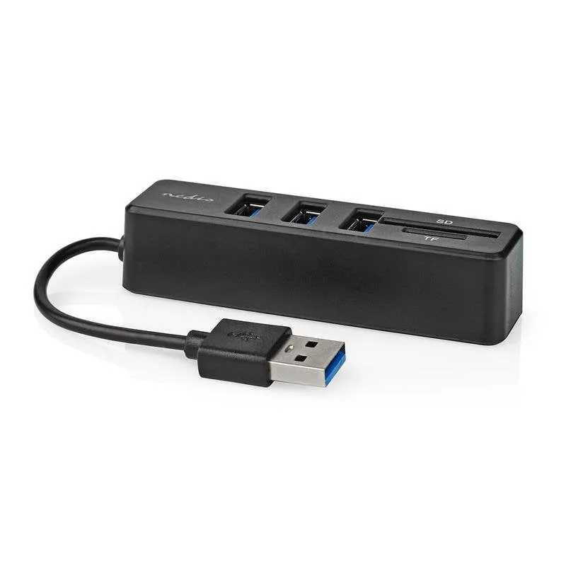 Hub Nedis 5 porte 480 Mbit/s CCGB60250BK01 con lettore microSD SD USB 2.0 - immagine 1