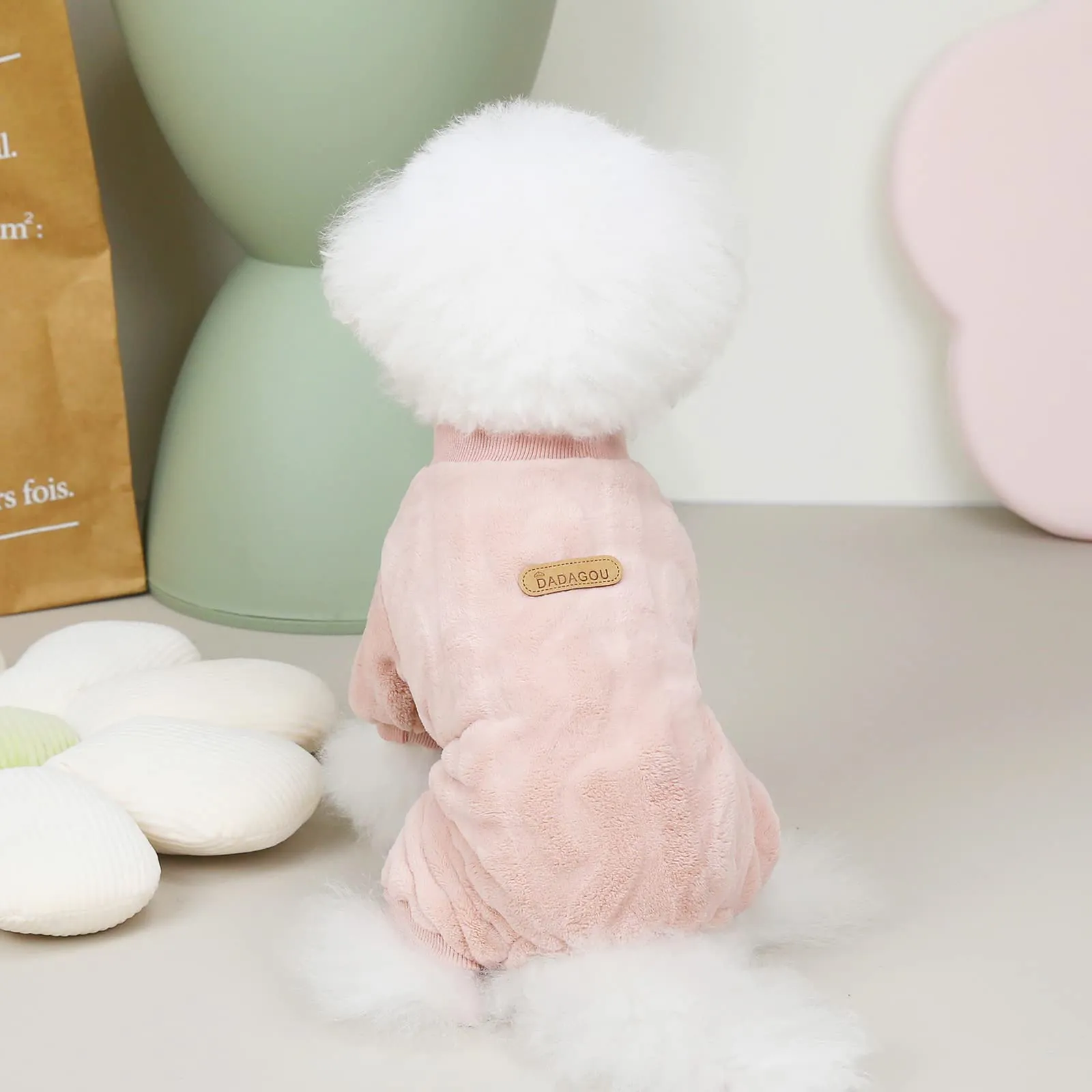 Izefia Maglione del Cane Vestiti Felpa Lana Invernale Caldo 4 Gambe Jumpsuit Pigiama Maglione per Cane Piccolo Gatto Medio - immagine 4