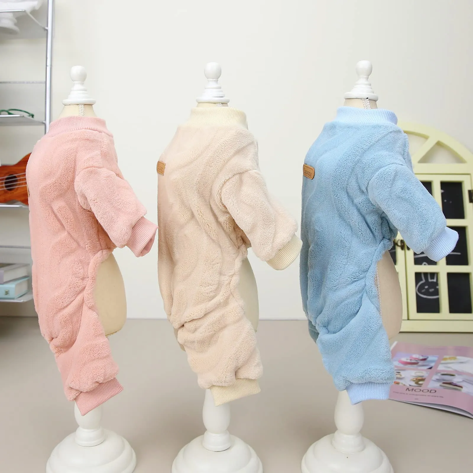 Izefia Maglione del Cane Vestiti Felpa Lana Invernale Caldo 4 Gambe Jumpsuit Pigiama Maglione per Cane Piccolo Gatto Medio - immagine 6