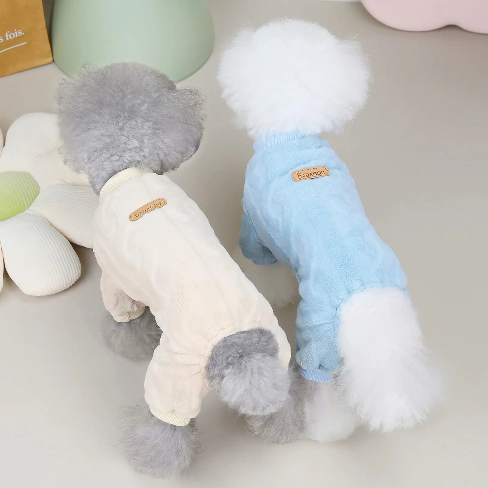 Izefia Maglione del Cane Vestiti Felpa Lana Invernale Caldo 4 Gambe Jumpsuit Pigiama Maglione per Cane Piccolo Gatto Medio - immagine 5