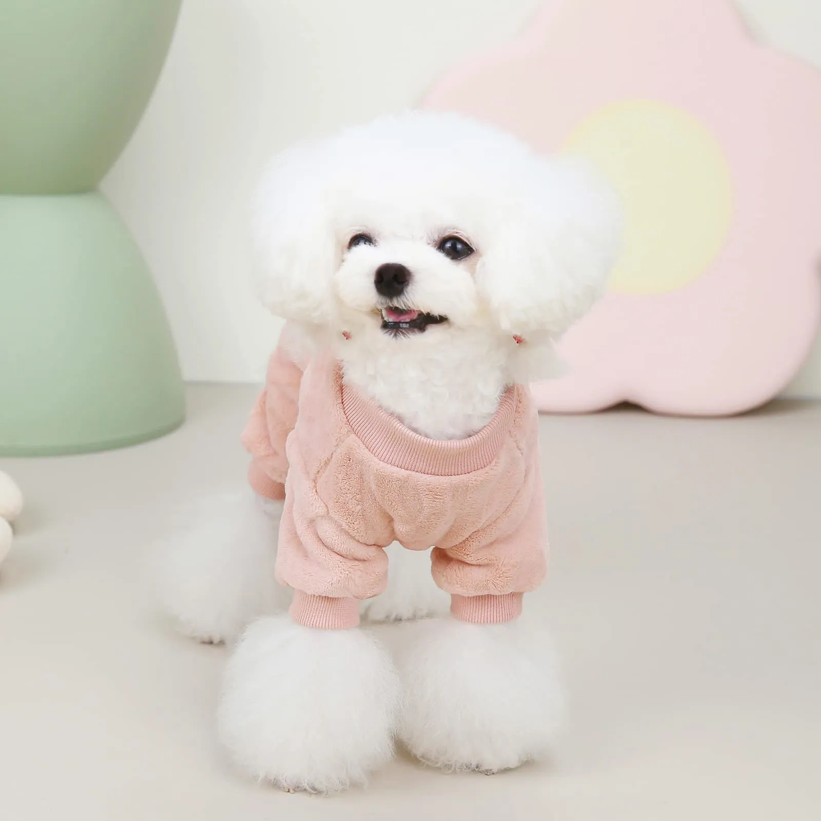 Izefia Maglione del Cane Vestiti Felpa Lana Invernale Caldo 4 Gambe Jumpsuit Pigiama Maglione per Cane Piccolo Gatto Medio - immagine 5