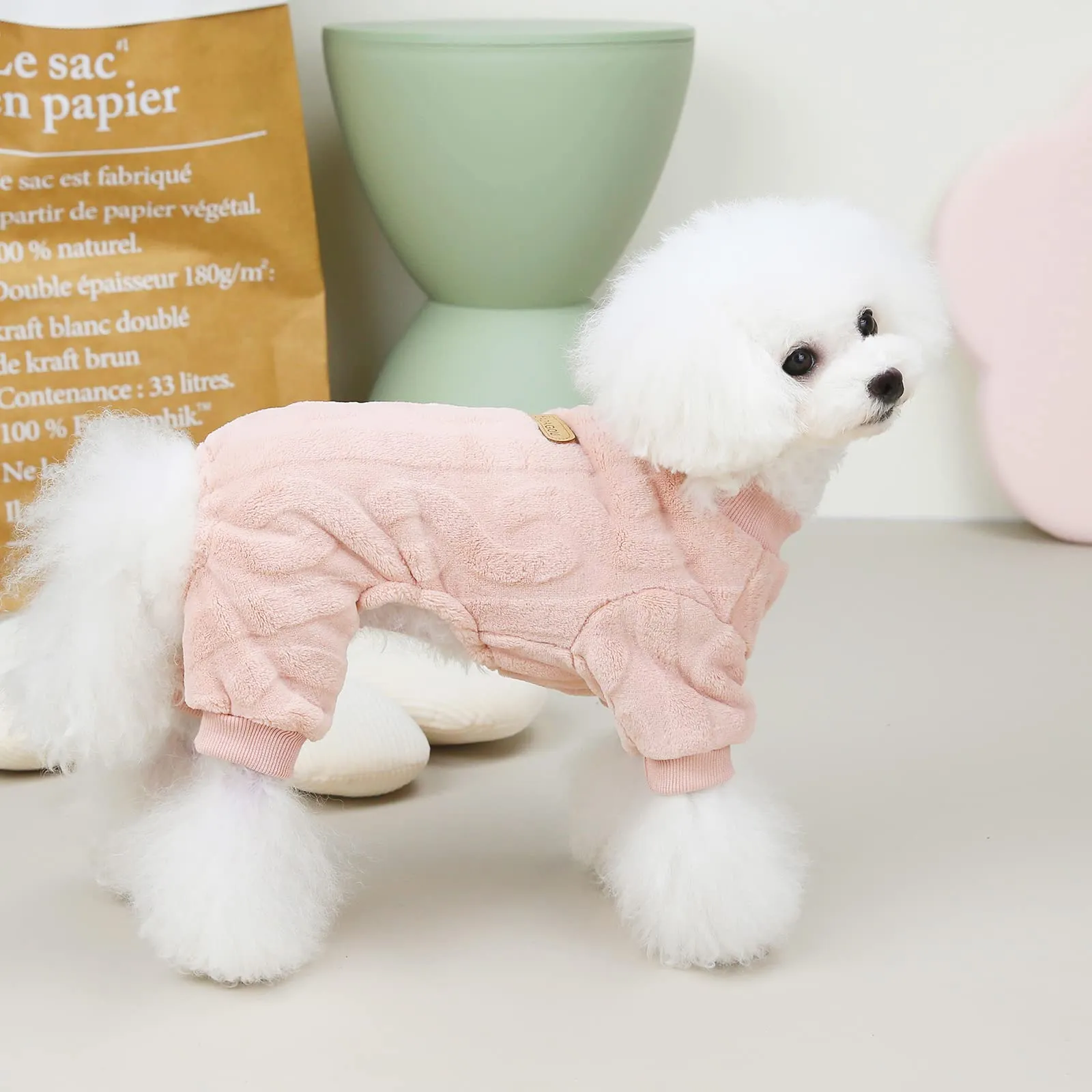 Izefia Maglione del Cane Vestiti Felpa Lana Invernale Caldo 4 Gambe Jumpsuit Pigiama Maglione per Cane Piccolo Gatto Medio - immagine 3