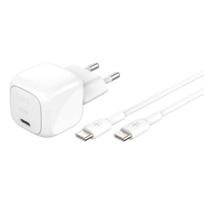 Caricatore USB-C Belkin WCA008KQ1MWH-B6 30 W Power Delivery PPS Bianco + Cavo 1 m - immagine 1