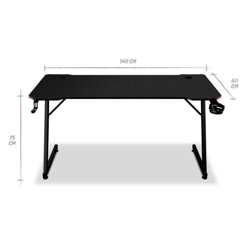 Mesa Gaming Alpha Gamer 140cm Fibra di Carbonio RGB Supporti - immagine 1