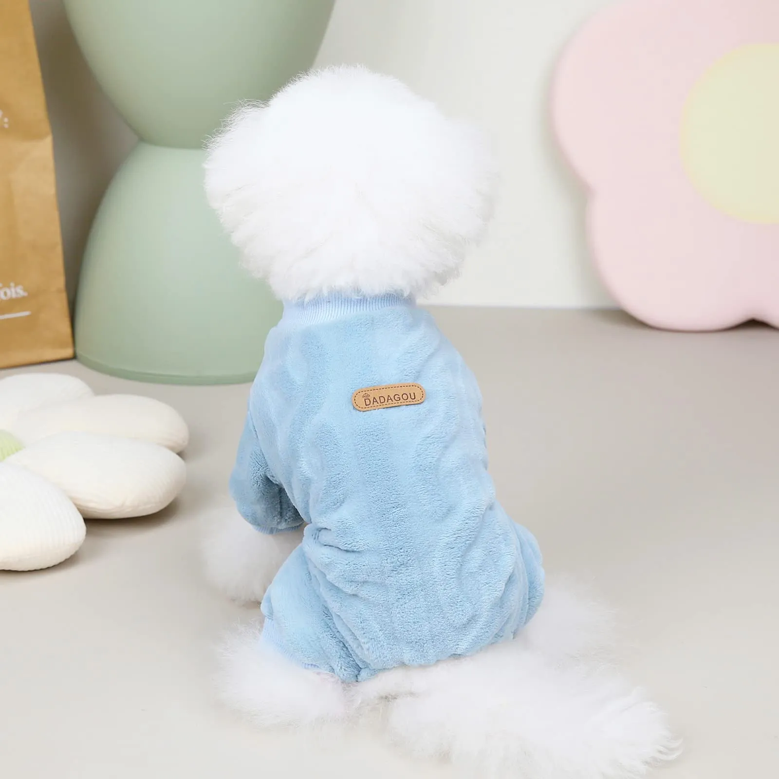 Izefia Maglione del Cane Vestiti Felpa Lana Invernale Caldo 4 Gambe Jumpsuit Pigiama Maglione per Cane Piccolo Gatto Medio - immagine 4