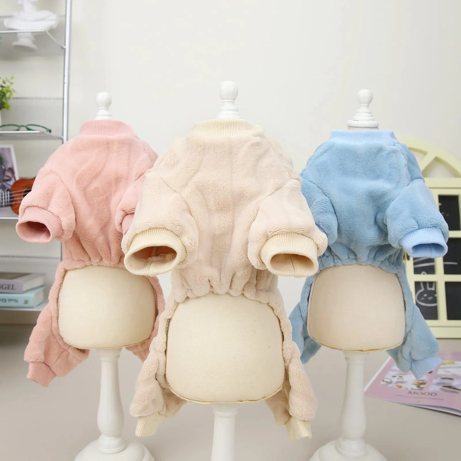 Izefia Maglione del Cane Vestiti Felpa Lana Invernale Caldo 4 Gambe Jumpsuit Pigiama Maglione per Cane Piccolo Gatto Medio - immagine 7